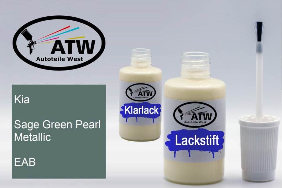 Kia, Sage Green Pearl Metallic, EAB: 20ml Lackstift + 20ml Klarlack - Set, von ATW Autoteile West.